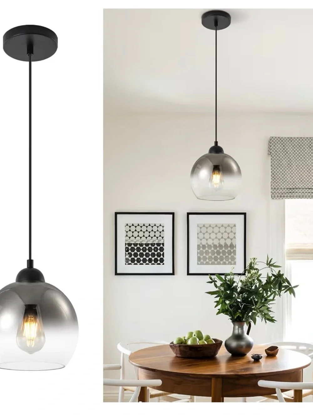 Smoked Glass Black Pendant Lantern - Brand Unspecified